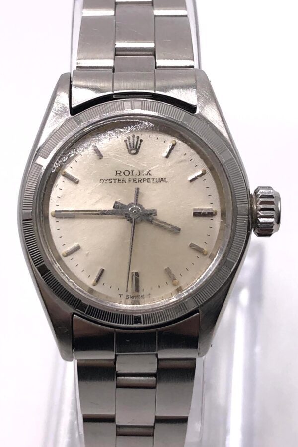 A ladies’ stainless steel Rolex Oyster Perpetual wristwatch