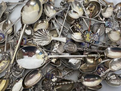 Selection of silver spoons at Charterhouse