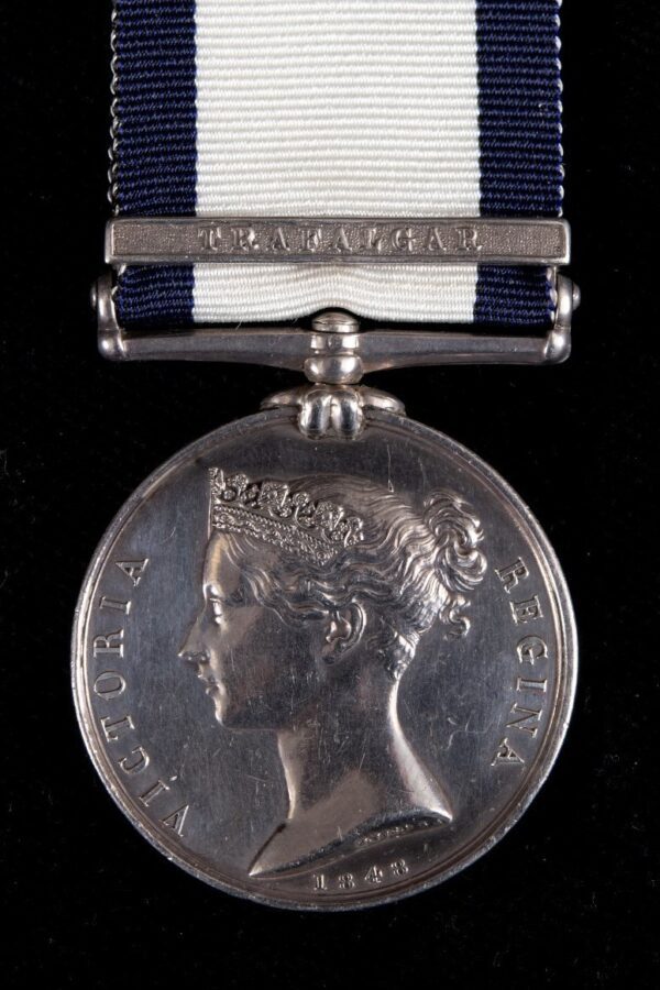 A Naval General Service medal, 1793-1814, awarded to William Miles, with a Trafalgar clasp